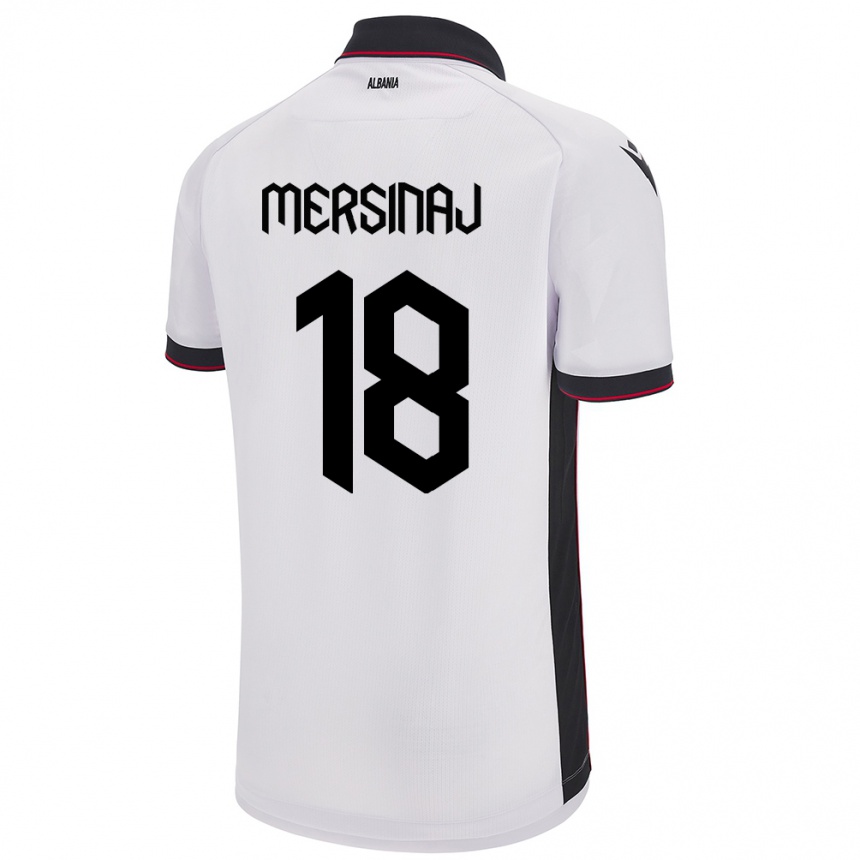 Kids Football Albania Jon Mersinaj #18 White Away Jersey 24-26 T-Shirt