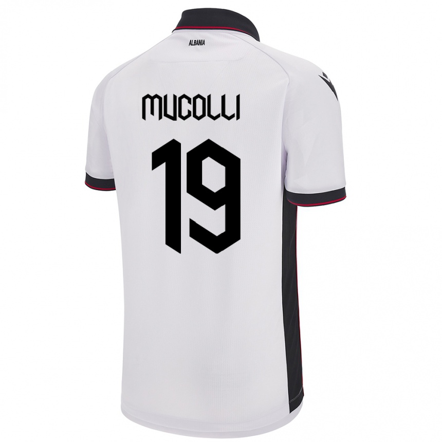 Kids Football Albania Arbnor Mucolli #19 White Away Jersey 24-26 T-Shirt