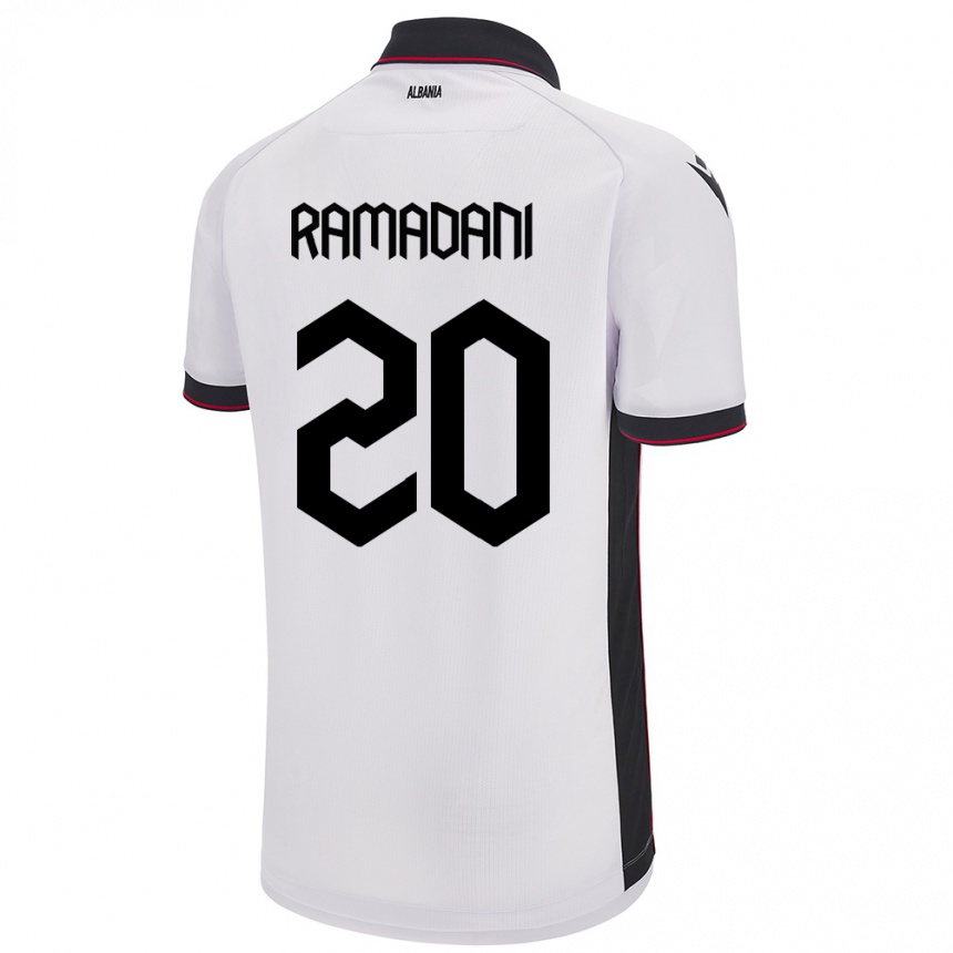 Kids Football Albania Ylber Ramadani #20 White Away Jersey 24-26 T-Shirt