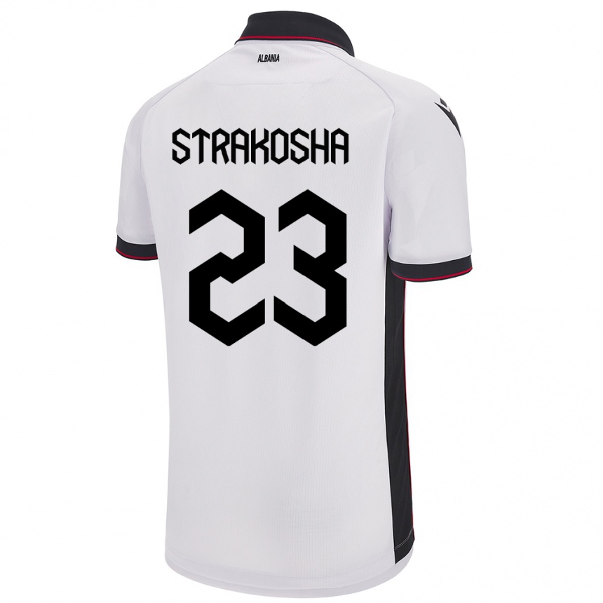 Kids Football Albania Thomas Strakosha #23 White Away Jersey 24-26 T-Shirt