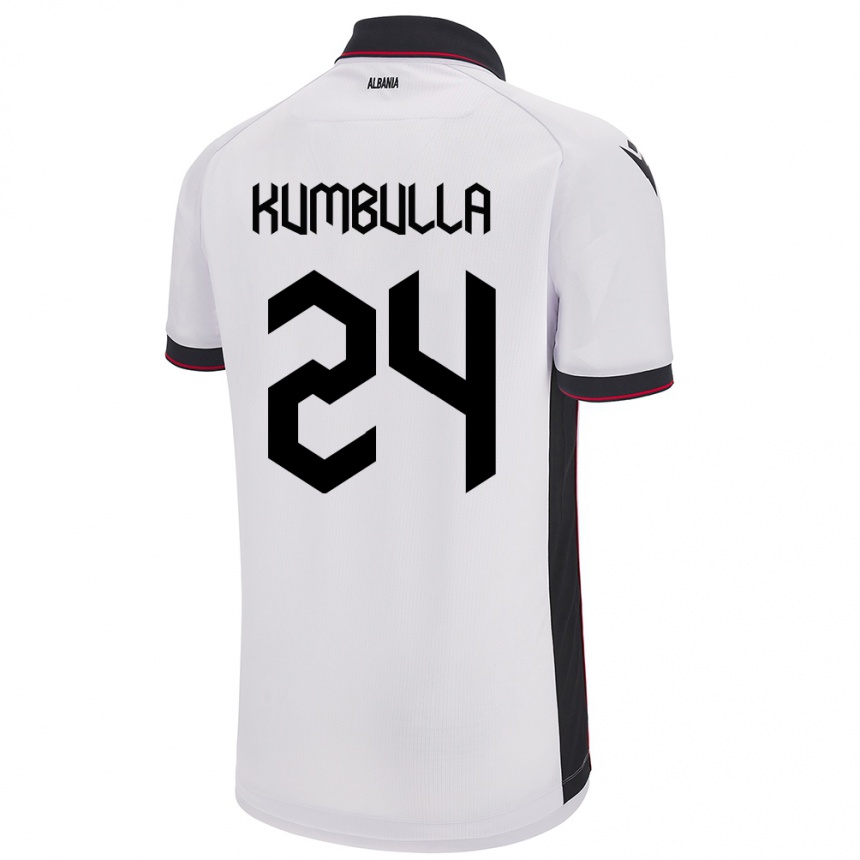 Kids Football Albania Marash Kumbulla #24 White Away Jersey 24-26 T-Shirt