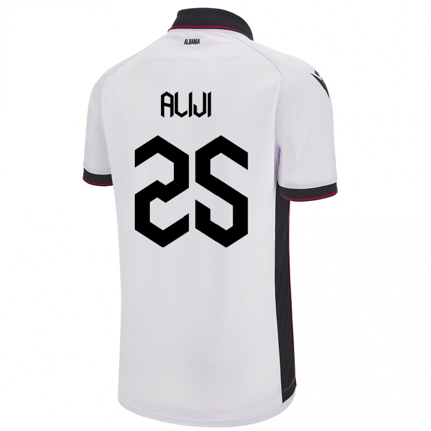 Kids Football Albania Naser Aliji #25 White Away Jersey 24-26 T-Shirt