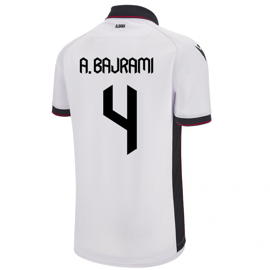 Kids Football Albania Adrian Bajrami #4 White Away Jersey 24-26 T-Shirt