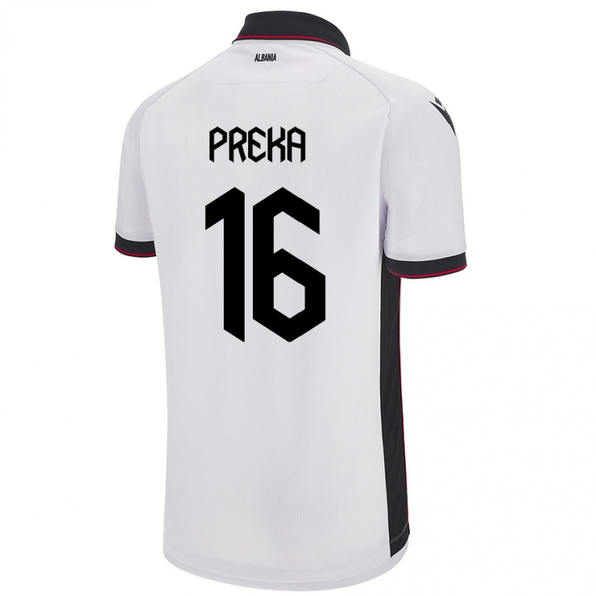 Kids Football Albania Marcelino Preka #16 White Away Jersey 24-26 T-Shirt