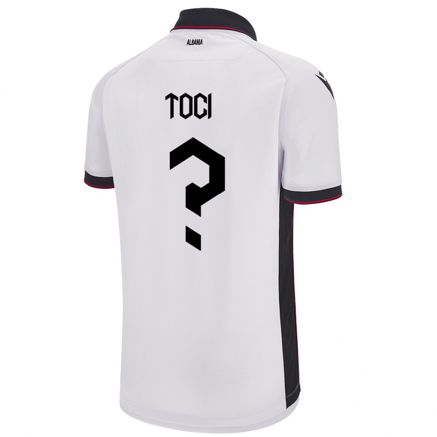 Kids Football Albania Eljon Toci #0 White Away Jersey 24-26 T-Shirt