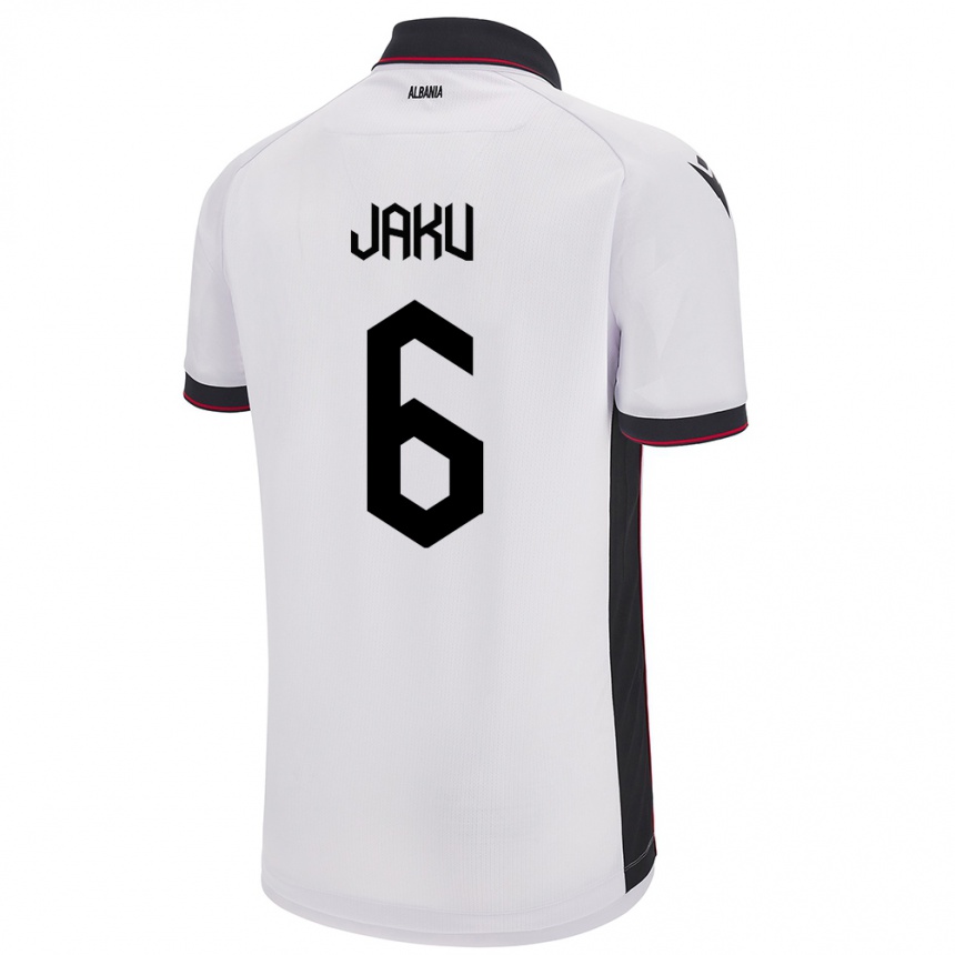 Kids Football Albania Jordi Jaku #6 White Away Jersey 24-26 T-Shirt