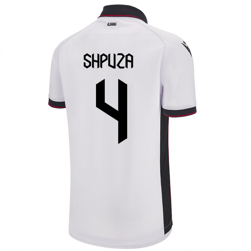 Kids Football Albania Kleo Shpuza #4 White Away Jersey 24-26 T-Shirt