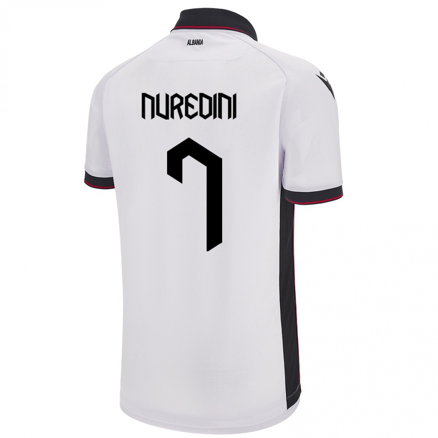 Kids Football Albania Joi Nuredini #7 White Away Jersey 24-26 T-Shirt