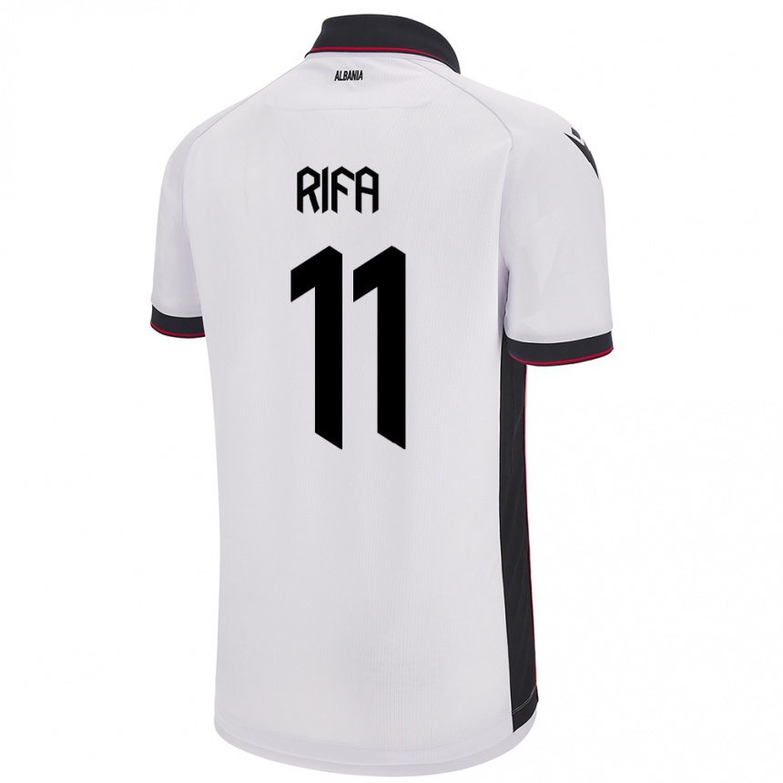 Kids Football Albania Oresti Rifa #11 White Away Jersey 24-26 T-Shirt