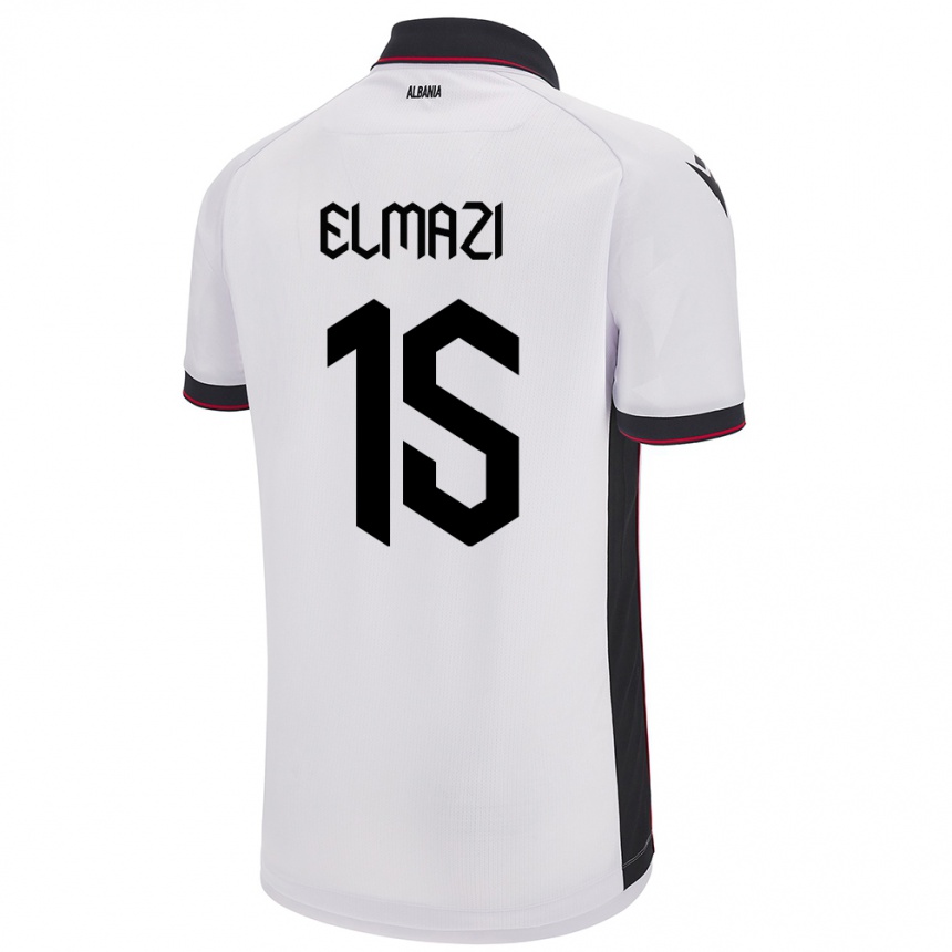 Kids Football Albania Enea Elmazi #15 White Away Jersey 24-26 T-Shirt