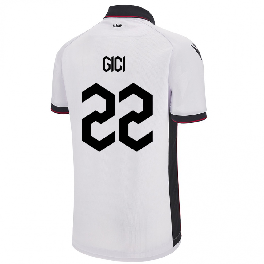 Kids Football Albania Matias Gici #22 White Away Jersey 24-26 T-Shirt