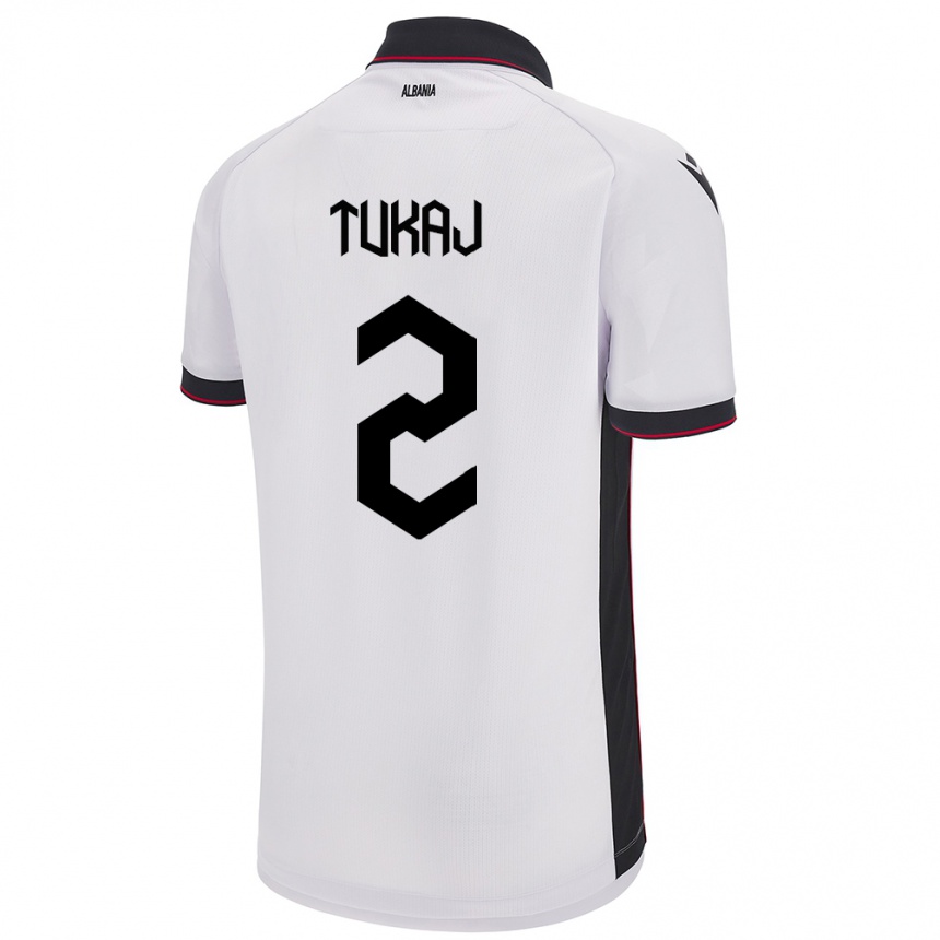 Kids Football Albania Armera Tukaj #2 White Away Jersey 24-26 T-Shirt