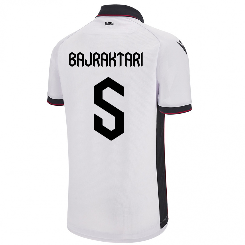 Kids Football Albania Arbiona Bajraktari #5 White Away Jersey 24-26 T-Shirt