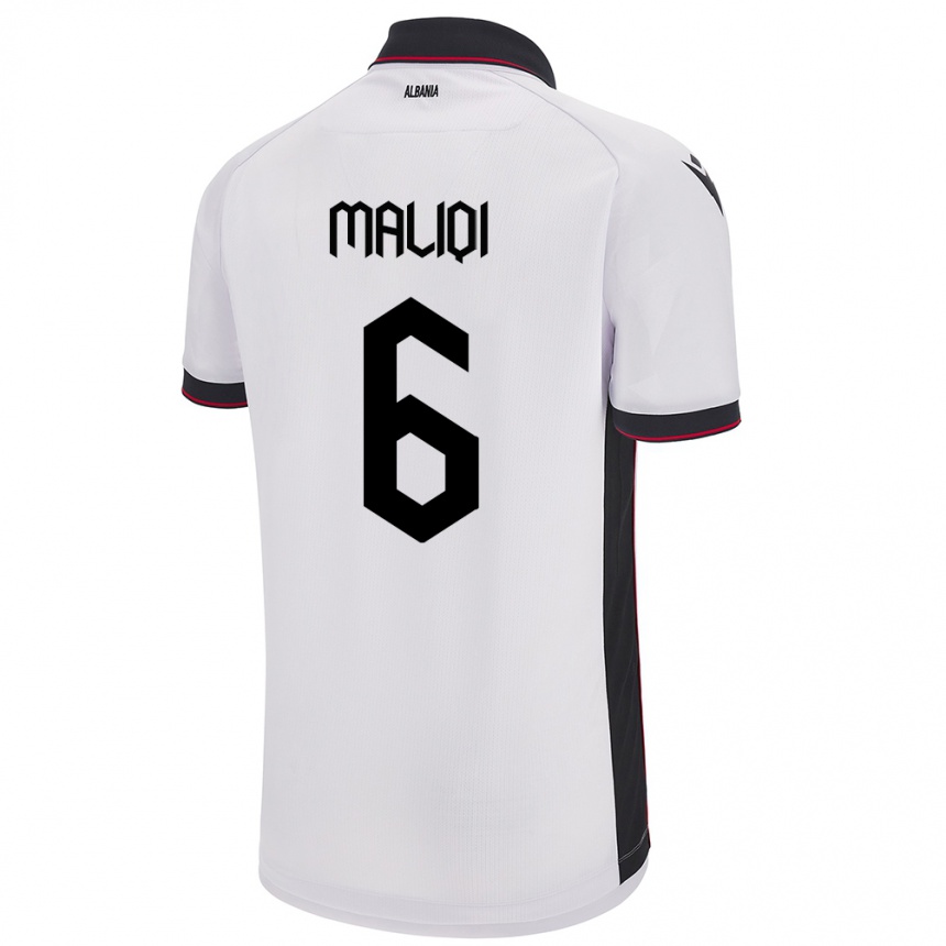 Kids Football Albania Sara Maliqi #6 White Away Jersey 24-26 T-Shirt