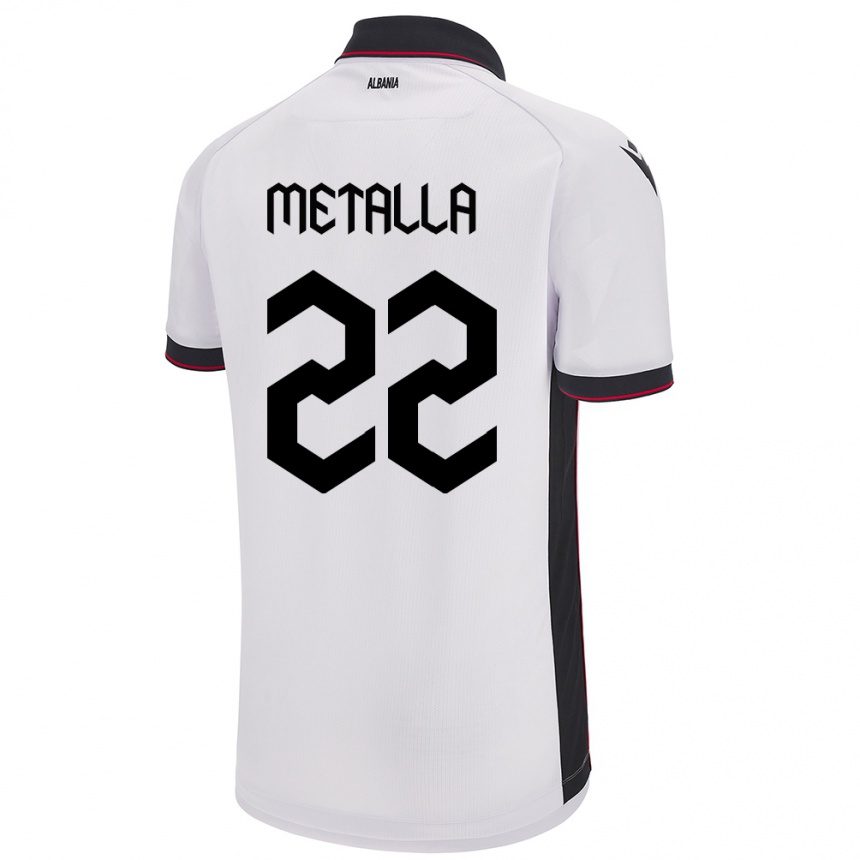 Kids Football Albania Mikaela Metalla #22 White Away Jersey 24-26 T-Shirt