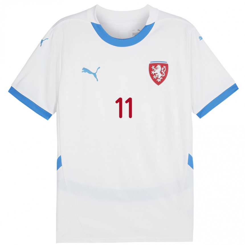 Kids Football Czech Republic Stepan Beran #11 White Away Jersey 24-26 T-Shirt