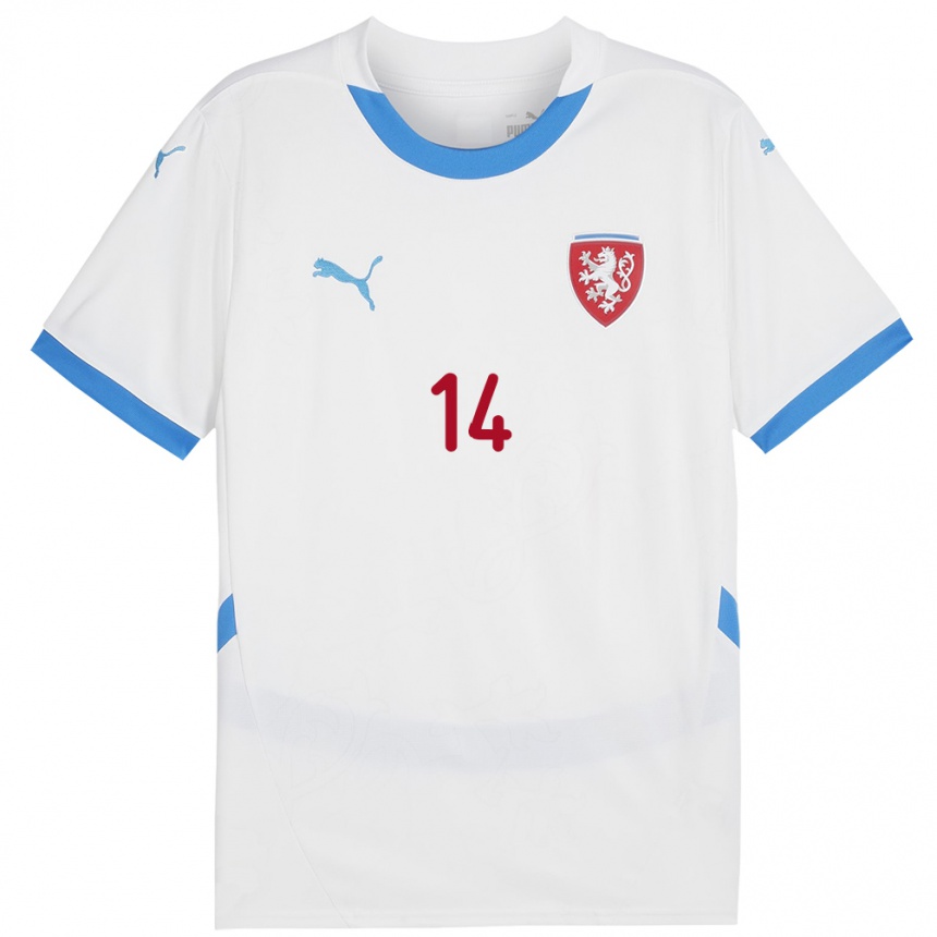 Kids Football Czech Republic Lukas Provod #14 White Away Jersey 24-26 T-Shirt