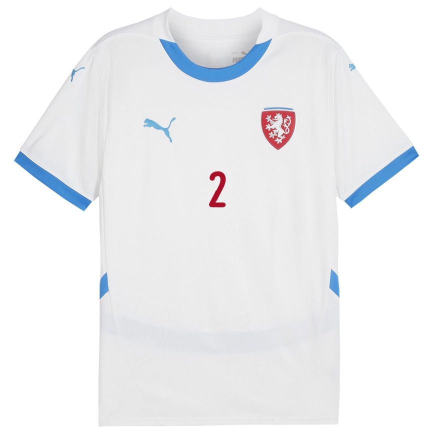 Kids Football Czech Republic Jan Kunes #2 White Away Jersey 24-26 T-Shirt