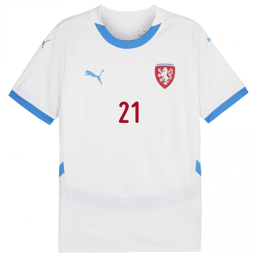 Kids Football Czech Republic Josef Kolarik #21 White Away Jersey 24-26 T-Shirt