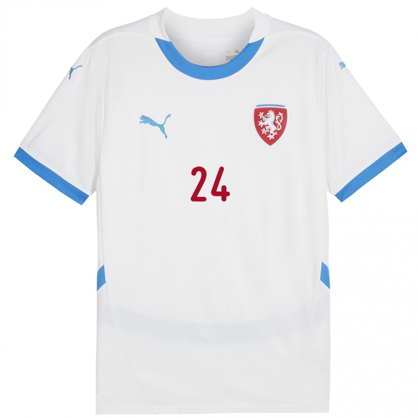 Kids Football Czech Republic Tomas Vlcek #24 White Away Jersey 24-26 T-Shirt