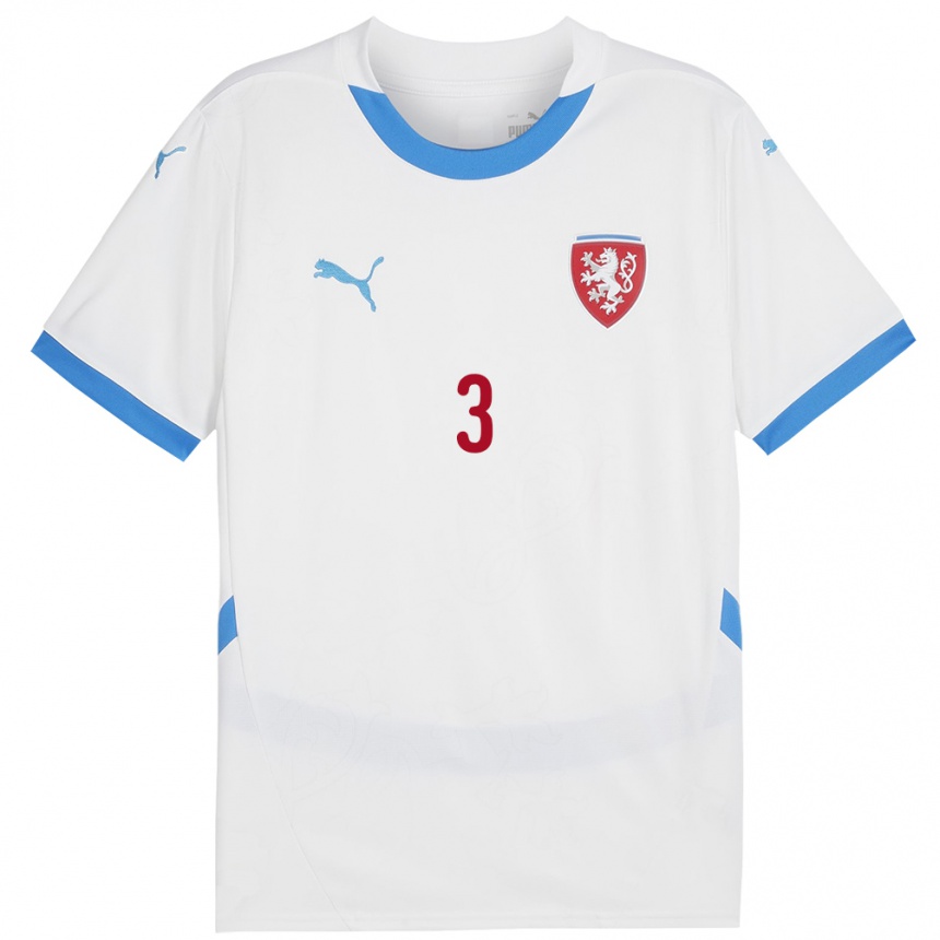 Kids Football Czech Republic Patrik Becka #3 White Away Jersey 24-26 T-Shirt