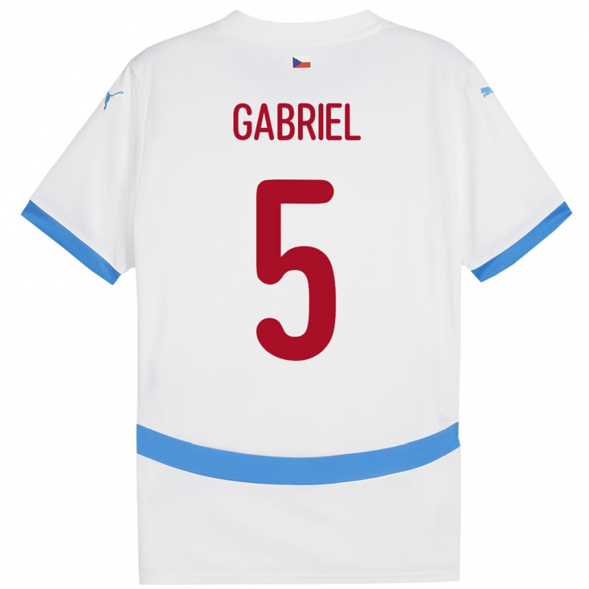 Kids Football Czech Republic Adam Gabriel #5 White Away Jersey 24-26 T-Shirt