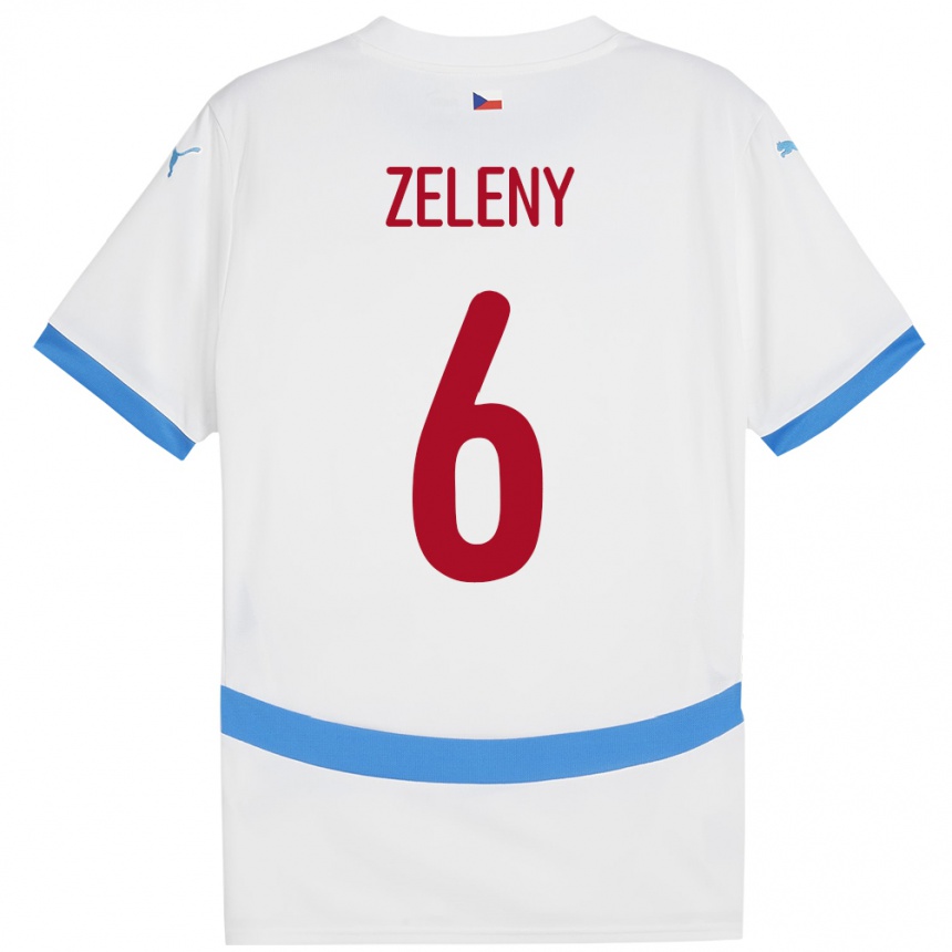 Kids Football Czech Republic Jaroslav Zelený #6 White Away Jersey 24-26 T-Shirt