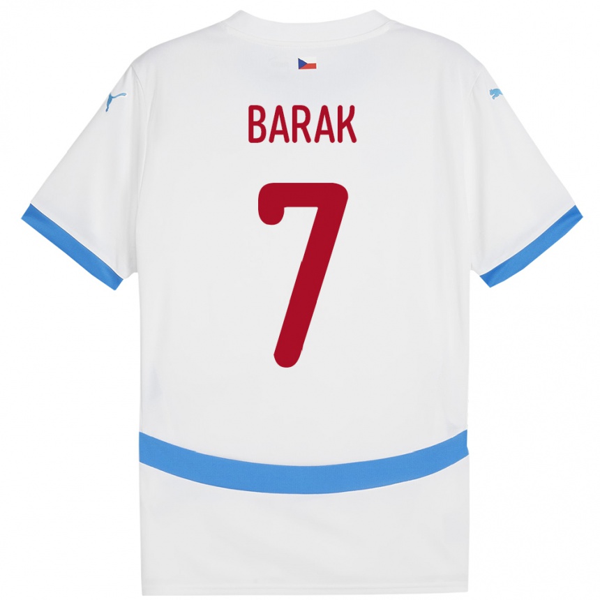 Kids Football Czech Republic Antonín Barák #7 White Away Jersey 24-26 T-Shirt