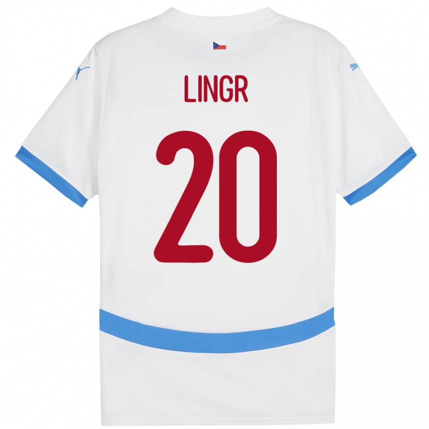 Kids Football Czech Republic Ondrej Lingr #20 White Away Jersey 24-26 T-Shirt