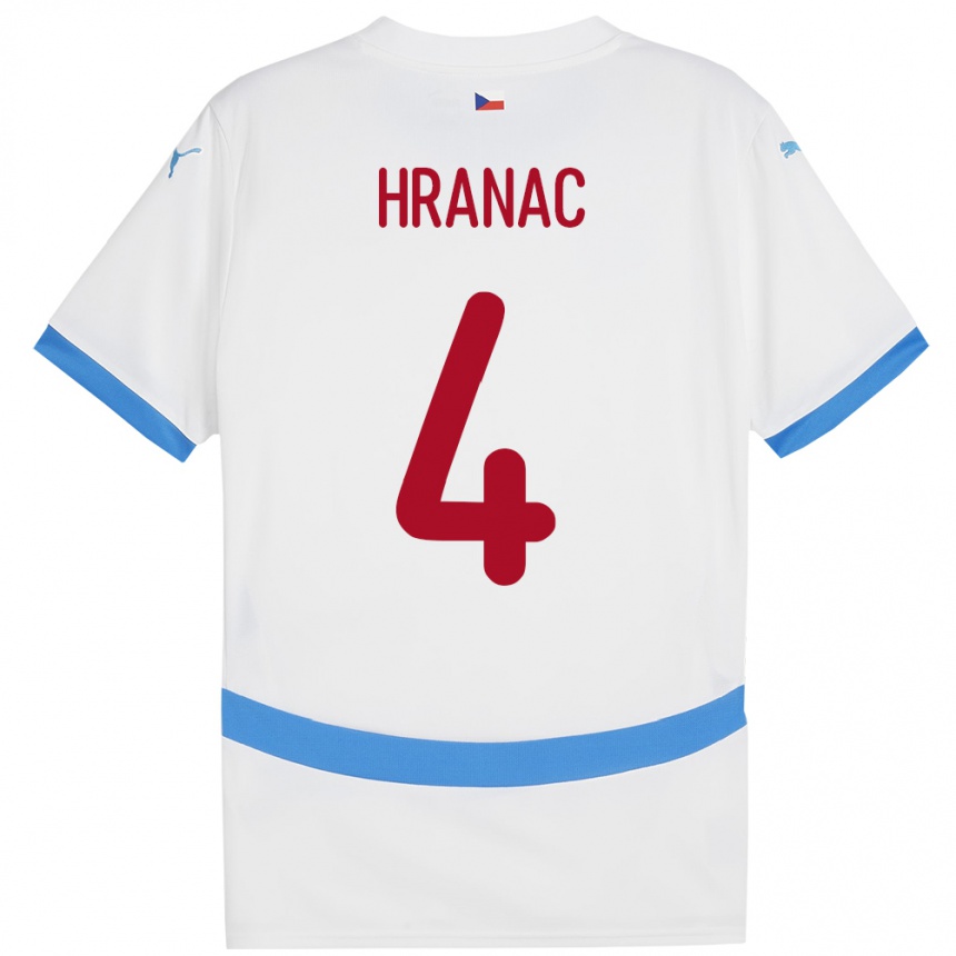 Kids Football Czech Republic Robin Hranac #4 White Away Jersey 24-26 T-Shirt