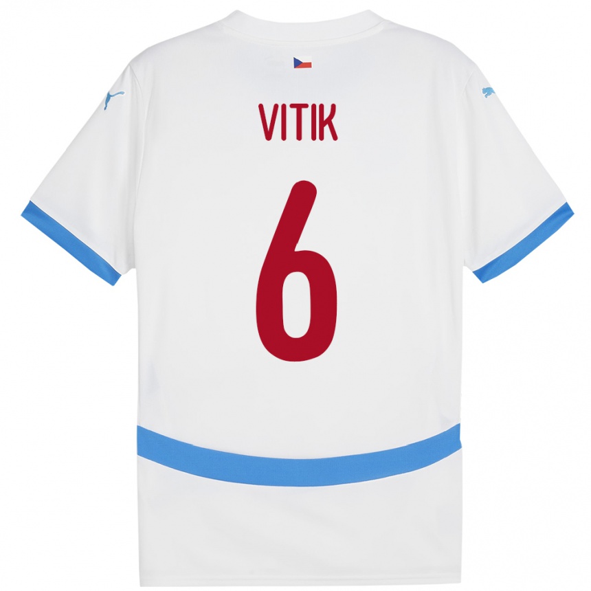 Kids Football Czech Republic Martin Vitík #6 White Away Jersey 24-26 T-Shirt