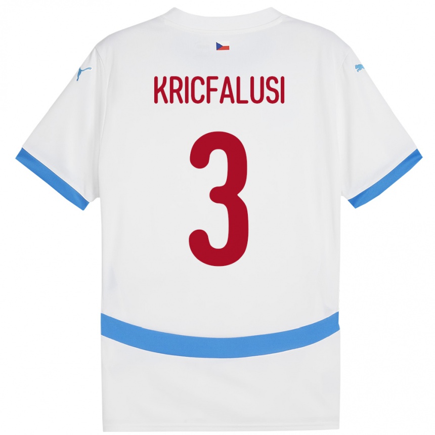 Kids Football Czech Republic Ondrej Kricfalusi #3 White Away Jersey 24-26 T-Shirt