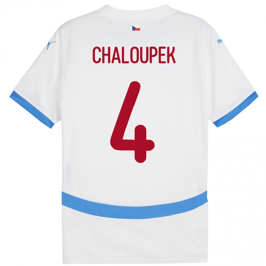 Kids Football Czech Republic Stepan Chaloupek #4 White Away Jersey 24-26 T-Shirt