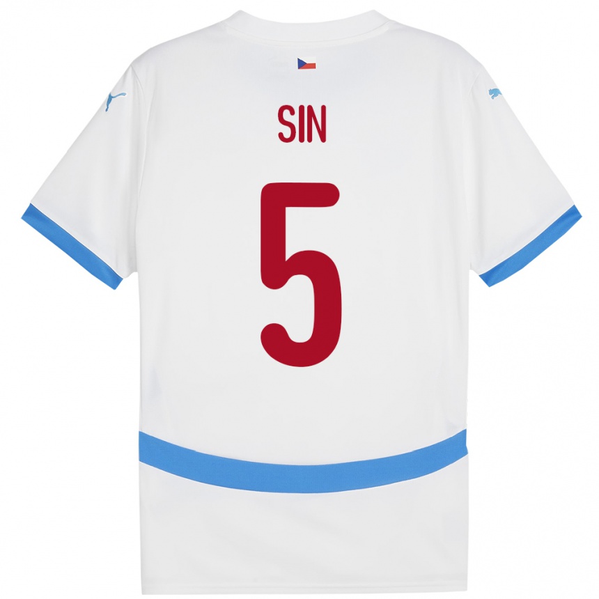 Kids Football Czech Republic Matej Sin #5 White Away Jersey 24-26 T-Shirt