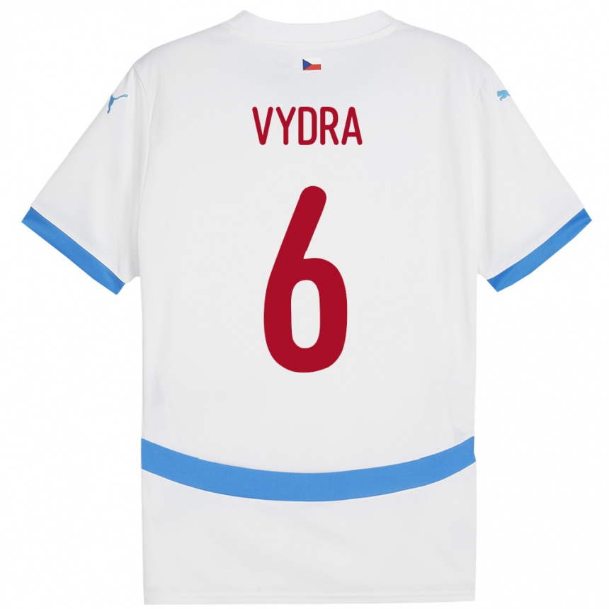 Kids Football Czech Republic Patrik Vydra #6 White Away Jersey 24-26 T-Shirt