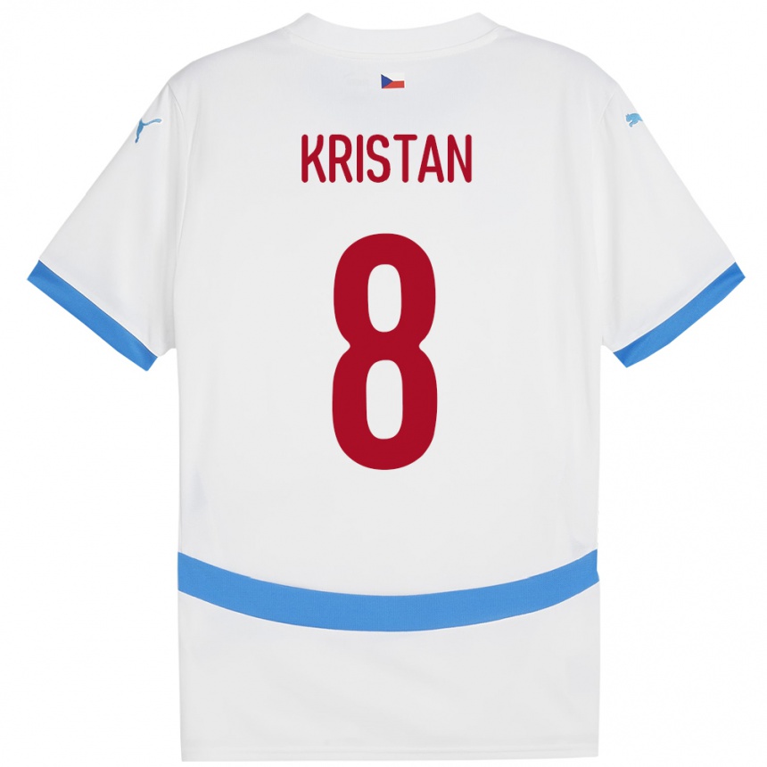 Kids Football Czech Republic Jakub Kristan #8 White Away Jersey 24-26 T-Shirt