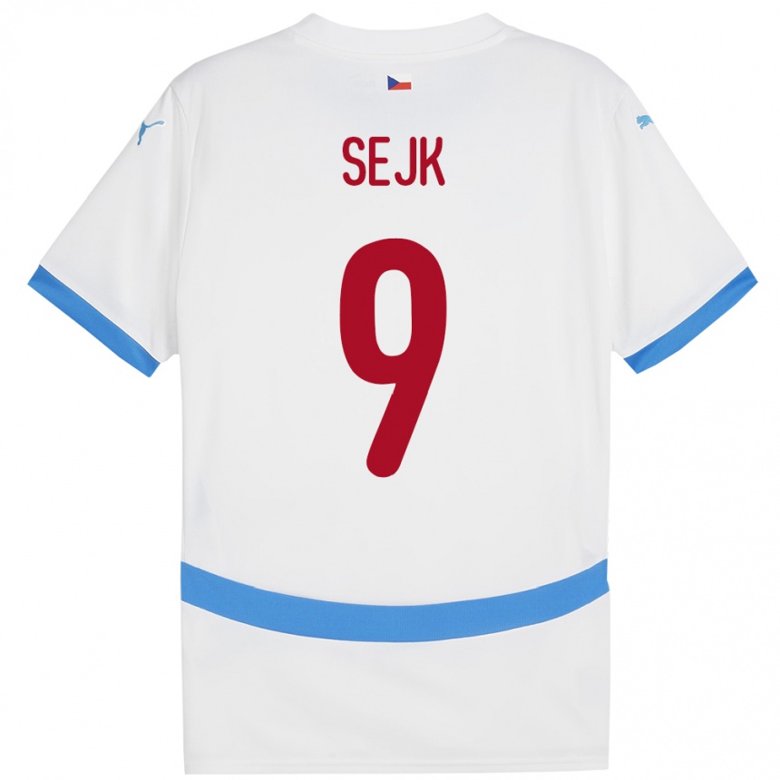 Kids Football Czech Republic Vaclav Sejk #9 White Away Jersey 24-26 T-Shirt