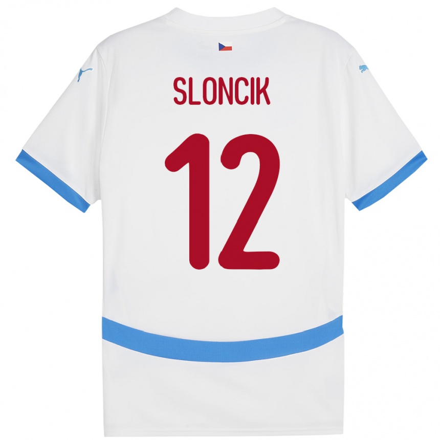 Kids Football Czech Republic Tom Sloncik #12 White Away Jersey 24-26 T-Shirt