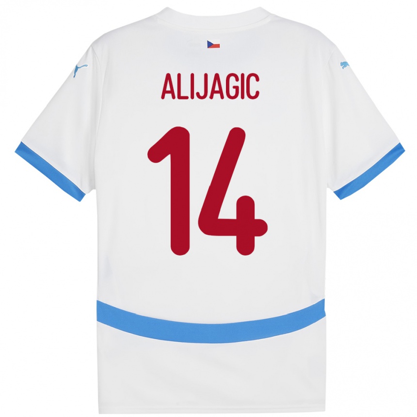 Kids Football Czech Republic Denis Alijagic #14 White Away Jersey 24-26 T-Shirt