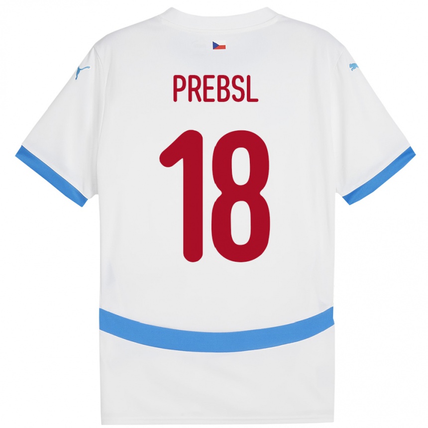 Kids Football Czech Republic Filip Prebsl #18 White Away Jersey 24-26 T-Shirt