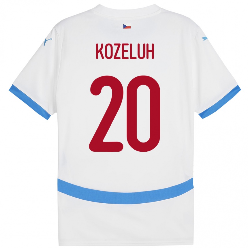 Kids Football Czech Republic Josef Kozeluh #20 White Away Jersey 24-26 T-Shirt