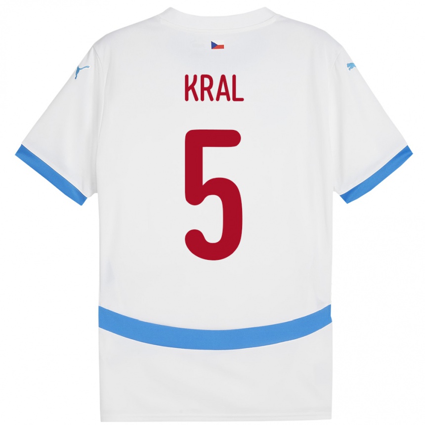 Kids Football Czech Republic Tomas Kral #5 White Away Jersey 24-26 T-Shirt