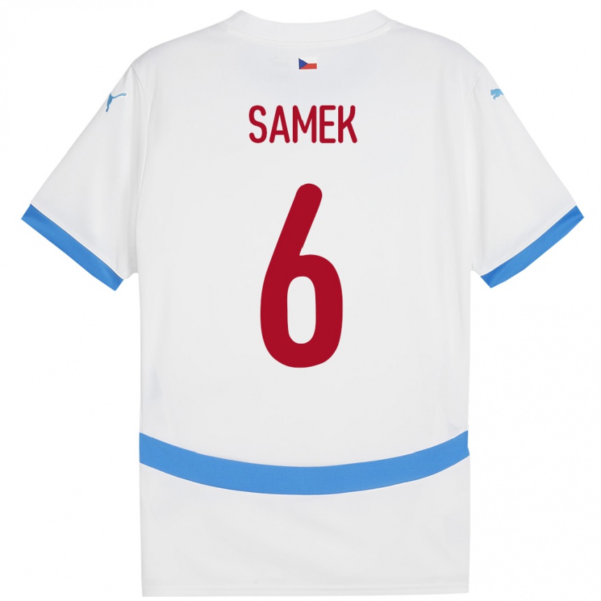 Kids Football Czech Republic Daniel Samek #6 White Away Jersey 24-26 T-Shirt