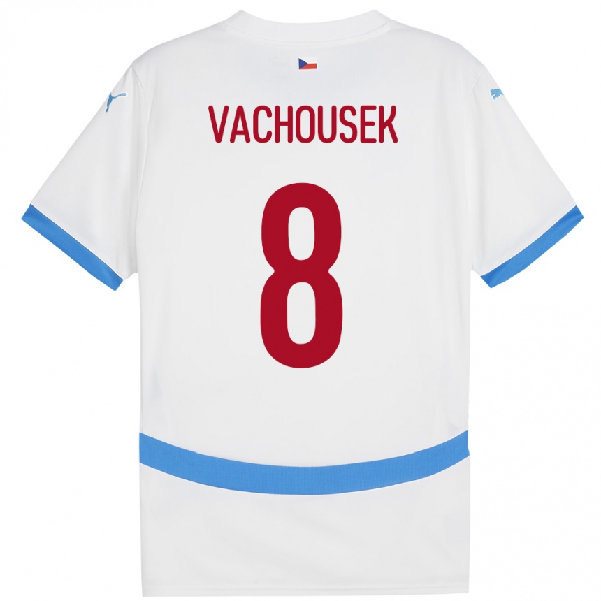 Kids Football Czech Republic Tadeas Vachousek #8 White Away Jersey 24-26 T-Shirt