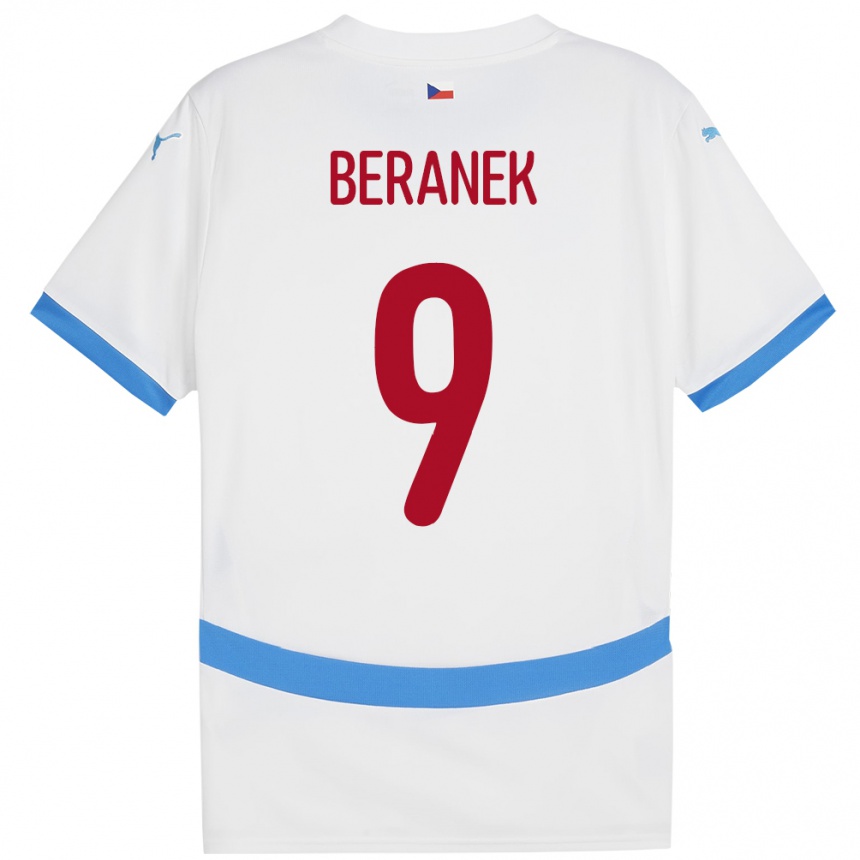 Kids Football Czech Republic Marek Beranek #9 White Away Jersey 24-26 T-Shirt