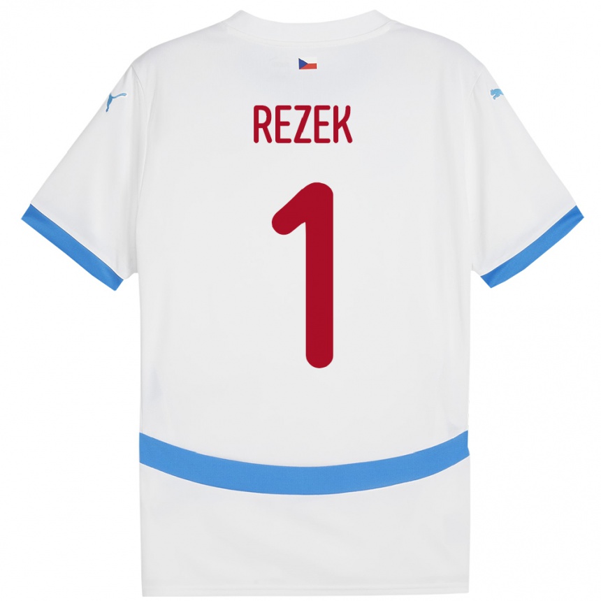 Kids Football Czech Republic Adam Rezek #1 White Away Jersey 24-26 T-Shirt