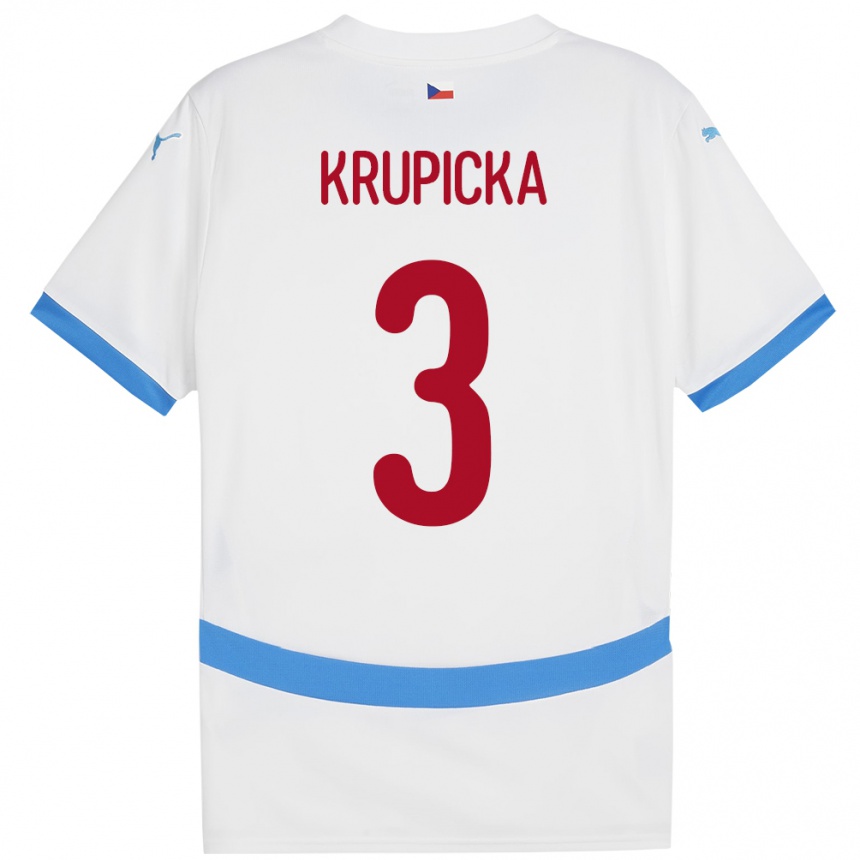 Kids Football Czech Republic David Krupicka #3 White Away Jersey 24-26 T-Shirt