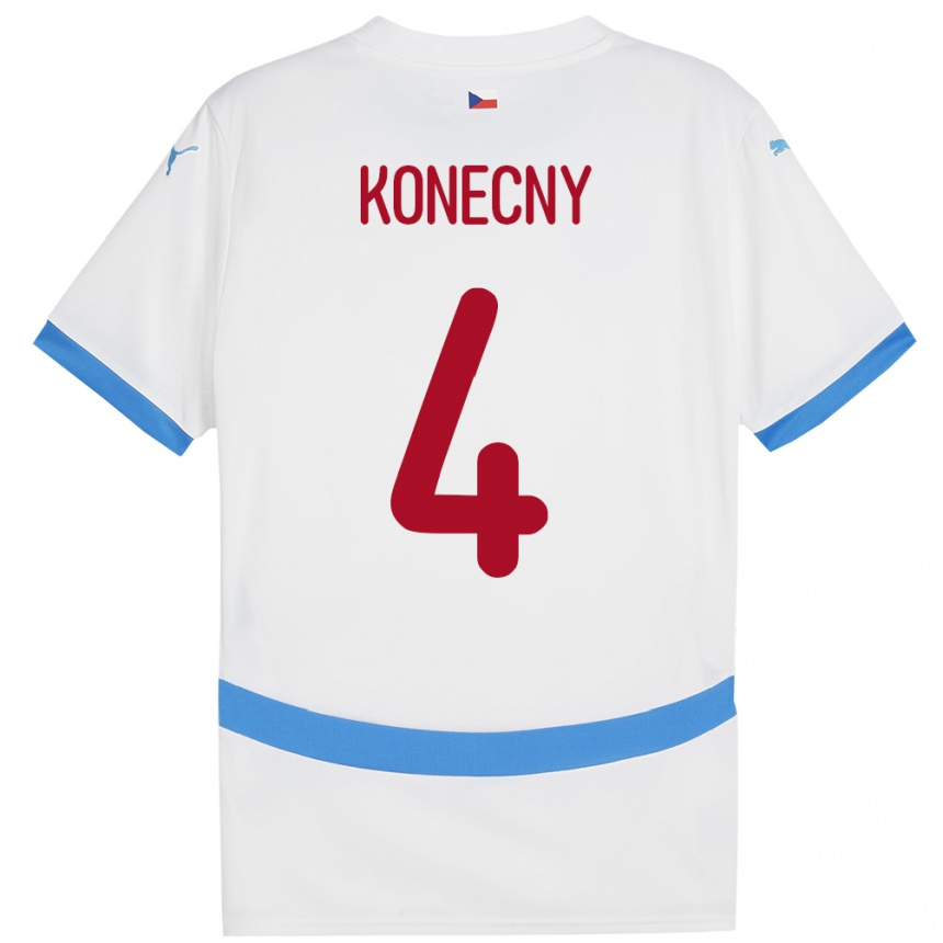 Kids Football Czech Republic Mikulas Konecny #4 White Away Jersey 24-26 T-Shirt