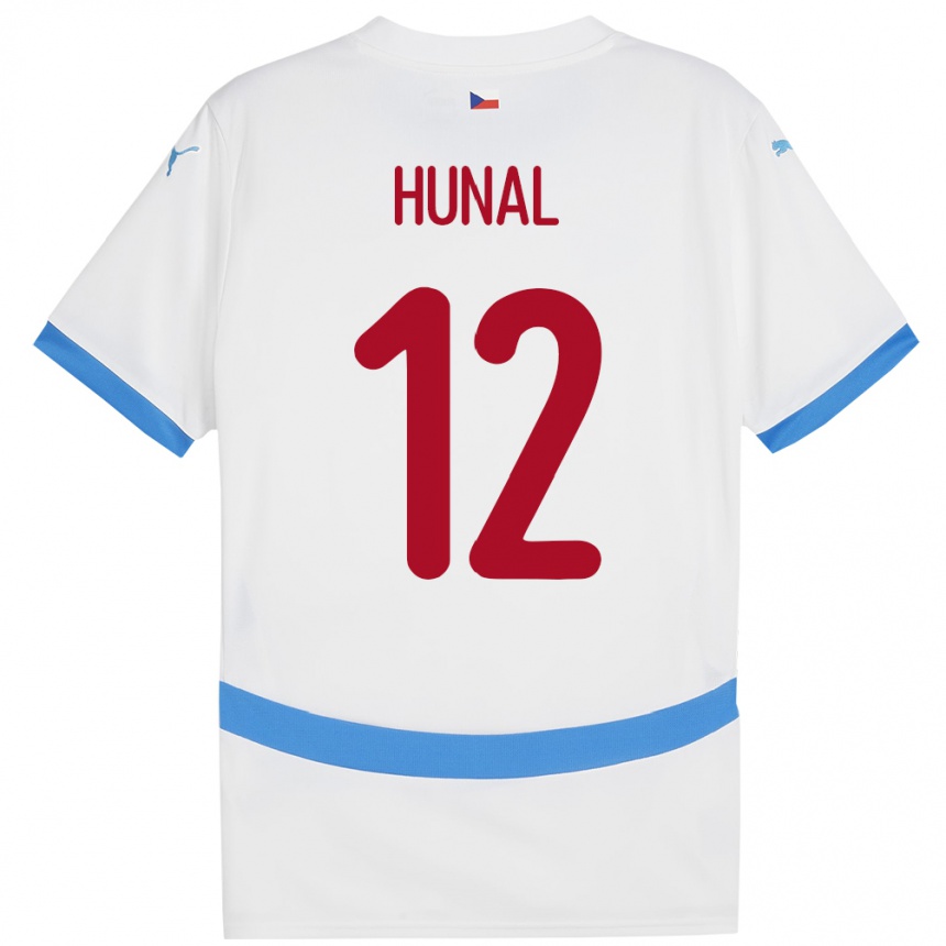 Kids Football Czech Republic Eric Hunal #12 White Away Jersey 24-26 T-Shirt