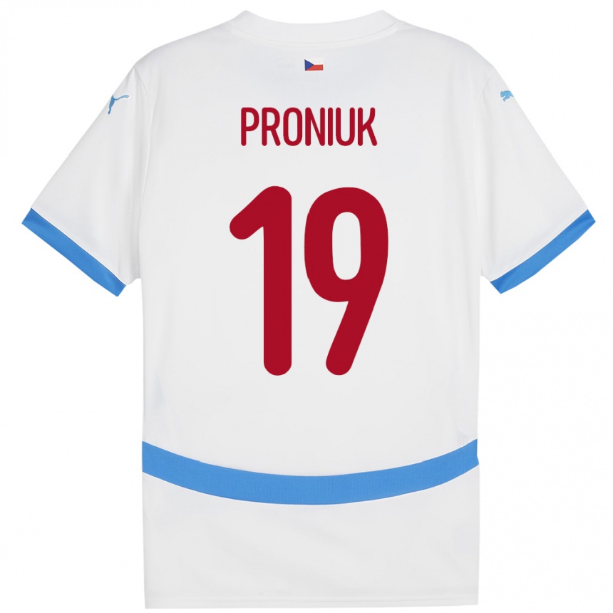 Kids Football Czech Republic Adam Proniuk #19 White Away Jersey 24-26 T-Shirt